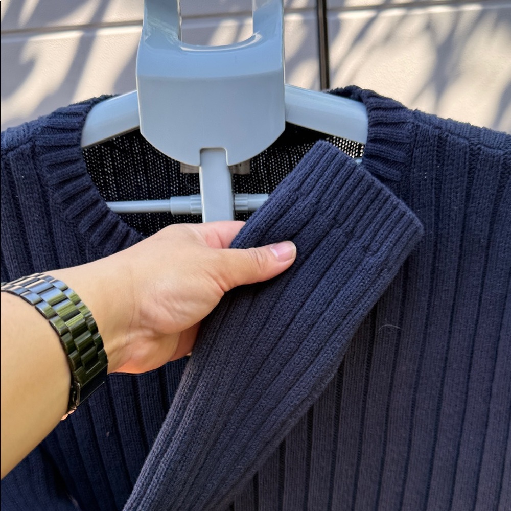 Classic Navy Blue Ribbed Sweater - Picture 6 of 10